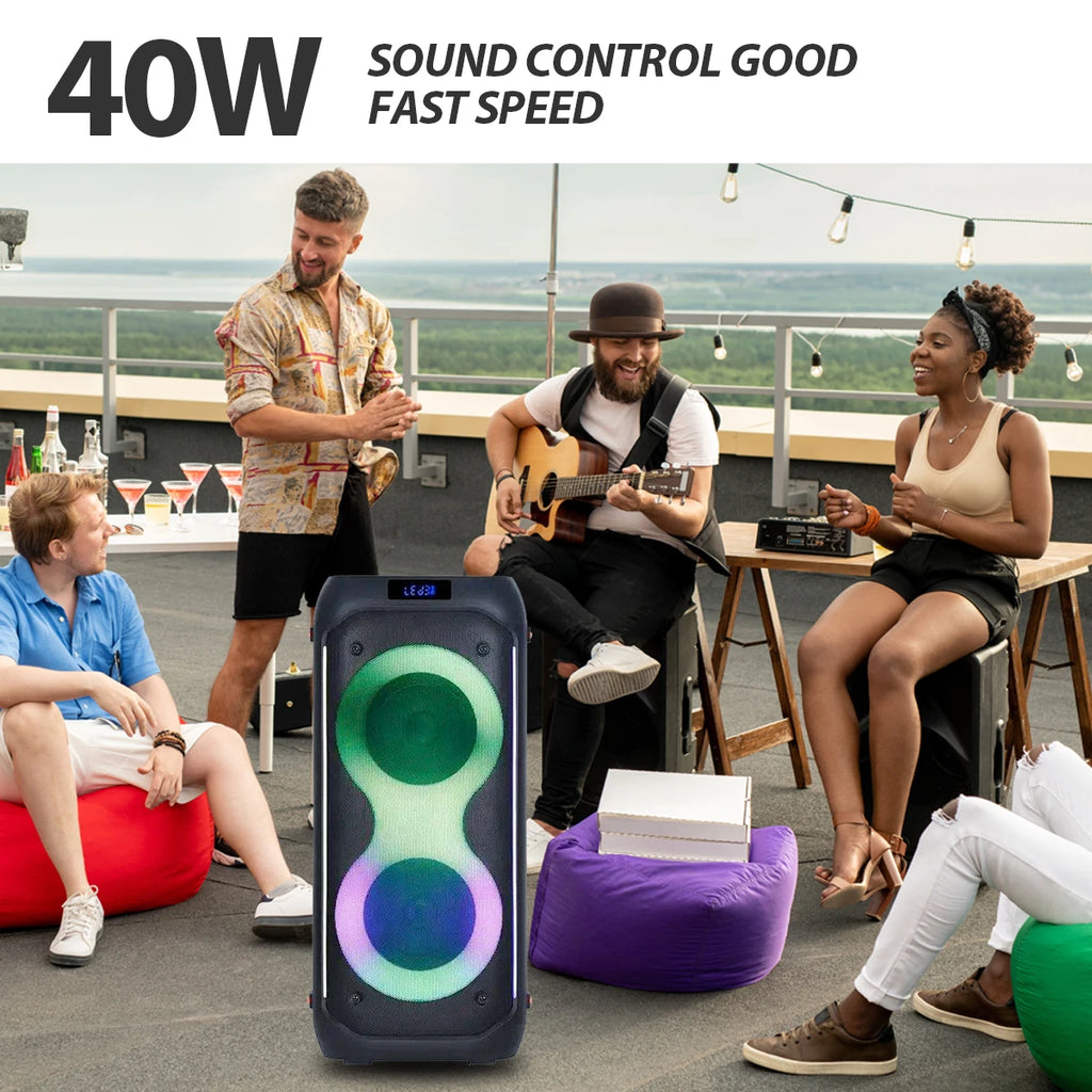 Caixa de Som Portátil com Luzes LED RGB, Alto-Falante Bluetooth Badio, Sucesso de Vendas 2024, com Efeitos de Iluminação LED para Celular e Festas ao Ar Livre.