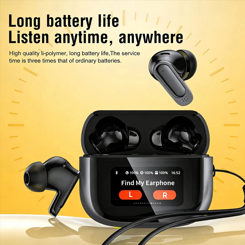 Novos Fones de Ouvido Bluetooth Lenovo TWS Inteligentes com Tela Digital, Design Intra-Auricular, Cancelamento de Ruído ANC, Longo Alcance Sem Fio, Microfone Integrado e Controle por Toque. 🎧