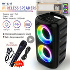 Caixa de Som Bluetooth Portátil Sem Fio com Rádio FM e Karaokê, acompanha Microfone, Luz LED, Som Musical com Subwoofer e Tecnologia TWS.
