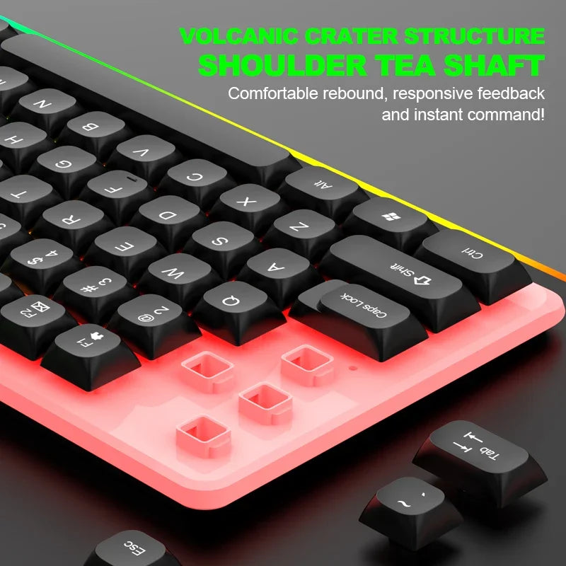 Kit Gamer NG GTX350 – Teclado e Mouse com Iluminação LED, Conexão USB com Fio para PC e Notebook (Preto)