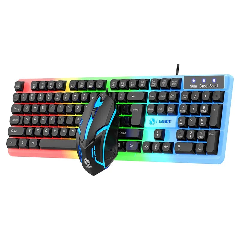 Kit Gamer NG GTX350 – Teclado e Mouse com Iluminação LED, Conexão USB com Fio para PC e Notebook (Preto)