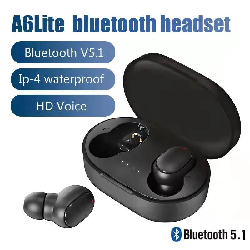 **Fone de Ouvido Original A6S TWS Sem Fio – Earbuds Bluetooth Esportivos com Som Estéreo para Xiaomi, Huawei e iPhone**