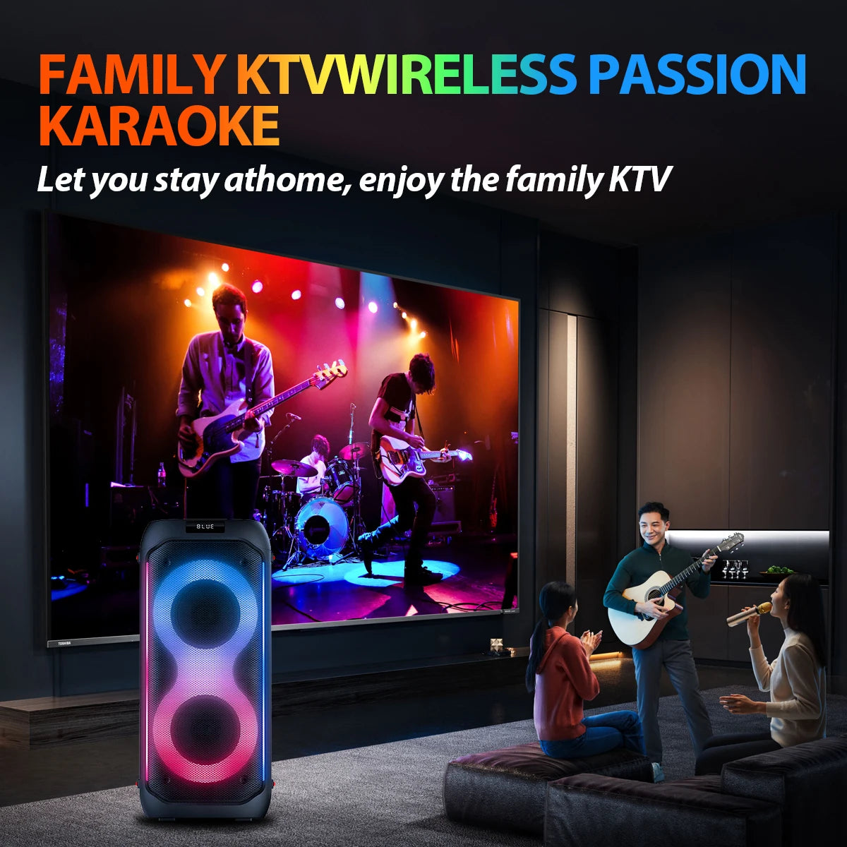 Caixa de Som Portátil com Luzes LED RGB, Alto-Falante Bluetooth Badio, Sucesso de Vendas 2024, com Efeitos de Iluminação LED para Celular e Festas ao Ar Livre.