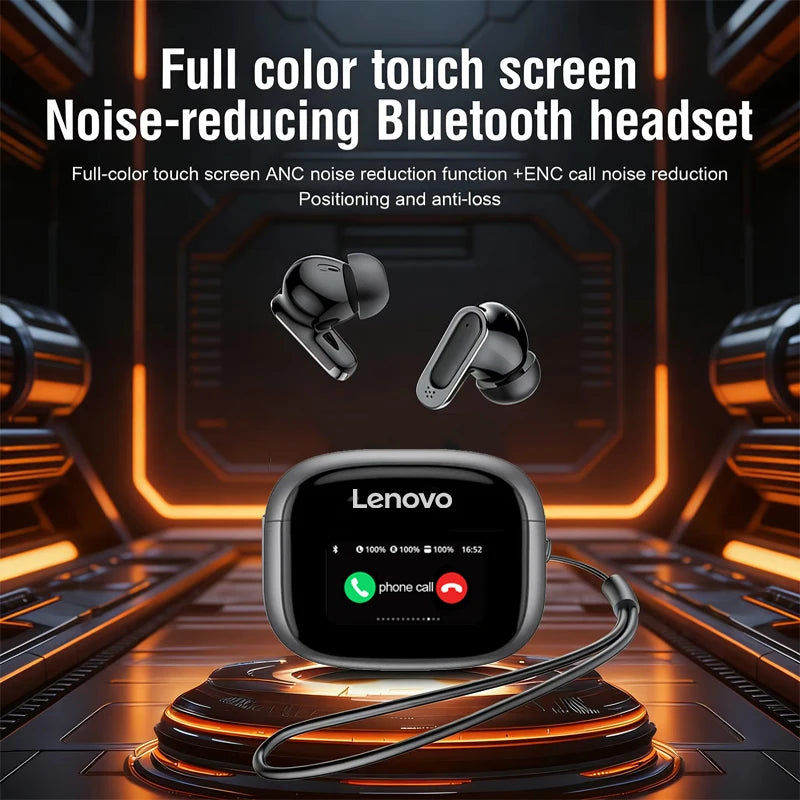 Novos Fones de Ouvido Bluetooth Lenovo TWS Inteligentes com Tela Digital, Design Intra-Auricular, Cancelamento de Ruído ANC, Longo Alcance Sem Fio, Microfone Integrado e Controle por Toque. 🎧