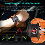 Relógio Inteligente Militar LIGE Masculino 2026 – Smartwatch com Chamadas via Bluetooth, Monitor Cardíaco, 3ATM à Prova d'Água e Monitoramento Fitness para Android e iOS
