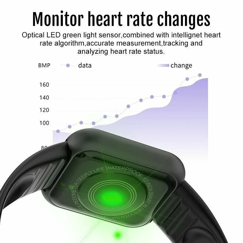 Y68 Relógio Inteligente para Homens e Mulheres com Monitoramento de Frequência Cardíaca, Oxigênio no Sangue, Pressão Arterial, Funções Múltiplas e Monitoramento do Sono, compatível com iOS e Android.**