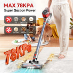 Aspirador de Pó Sem Fio Honki 78KPA, até 45 Minutos de Uso, Bateria 6×2200mAh, Aspirador Vertical Leve para Casa, Piso de Madeira, Carpetes e Pelos de Animais.