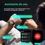 Relógio Inteligente Militar LIGE Masculino 2026 – Smartwatch com Chamadas via Bluetooth, Monitor Cardíaco, 3ATM à Prova d'Água e Monitoramento Fitness para Android e iOS