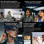 Novos Óculos Inteligentes Empresariais em Alta para Homens com Câmera HD 4K de 800W, Gravação em 1080P, Captura de Ação, IA para Chat e Chamadas, Óculos de Sol à Prova d'Água e à Prova de Vento.