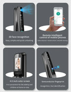 Tuya Fully Automatic Smart Door Lock with 3D Face & Fingerprint Recognition Security for Aluminum & Wood Doors Wifi Connected