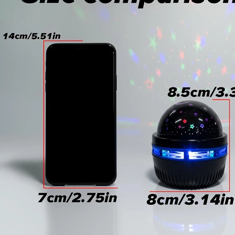**Luzes Noturnas LED Céu Estrelado USB – Projetor Mágico de Lua e Estrelas, Bola de Luz para Decoração e Atmosfera de Quarto e Casa, ideal para Natal.