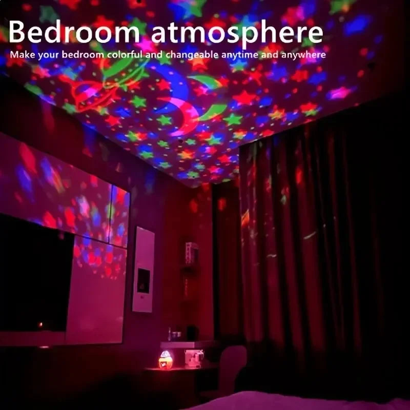 **Luzes Noturnas LED Céu Estrelado USB – Projetor Mágico de Lua e Estrelas, Bola de Luz para Decoração e Atmosfera de Quarto e Casa, ideal para Natal.