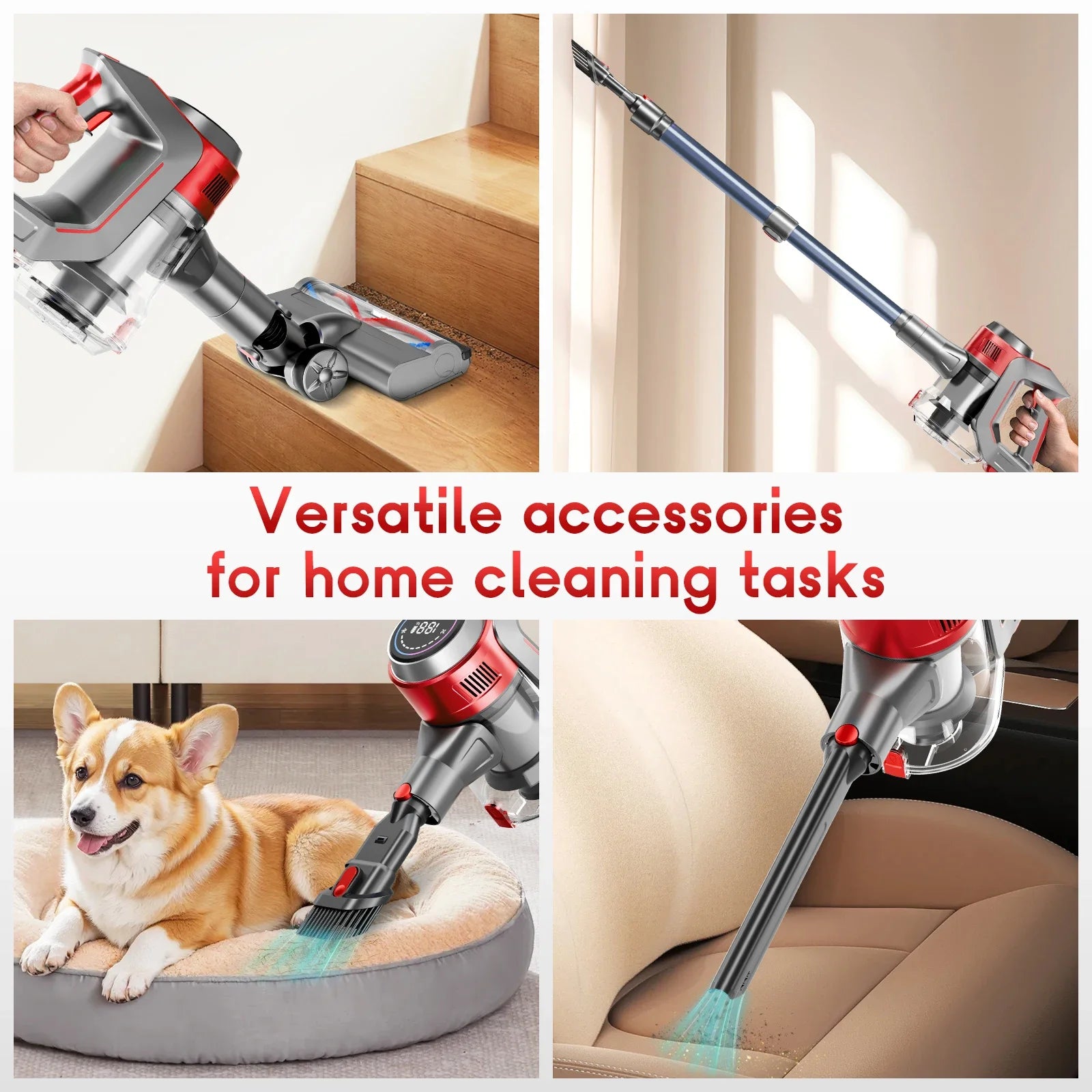 Aspirador de Pó Sem Fio Honki 78KPA, até 45 Minutos de Uso, Bateria 6×2200mAh, Aspirador Vertical Leve para Casa, Piso de Madeira, Carpetes e Pelos de Animais.