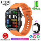 Relógio Inteligente Militar LIGE Masculino 2026 – Smartwatch com Chamadas via Bluetooth, Monitor Cardíaco, 3ATM à Prova d'Água e Monitoramento Fitness para Android e iOS