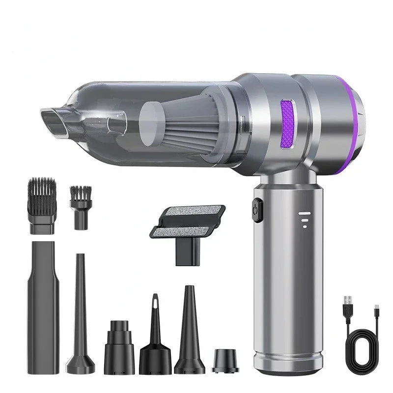 Aspirador de Pó Portátil para Carro de Alta Potência – Sem Fio, Motor Brushless e Função Soprador de Ar para Limpeza Automotiva e Residencial