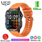 Relógio Inteligente Militar LIGE Masculino 2026 – Smartwatch com Chamadas via Bluetooth, Monitor Cardíaco, 3ATM à Prova d'Água e Monitoramento Fitness para Android e iOS