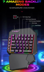 **Kit Gamer Mobile TF900 5 em 1 com Teclado para Uma Mão, Mouse e Conversor para Jogos Mobile.** 🎮⌨️🖱️📱✨