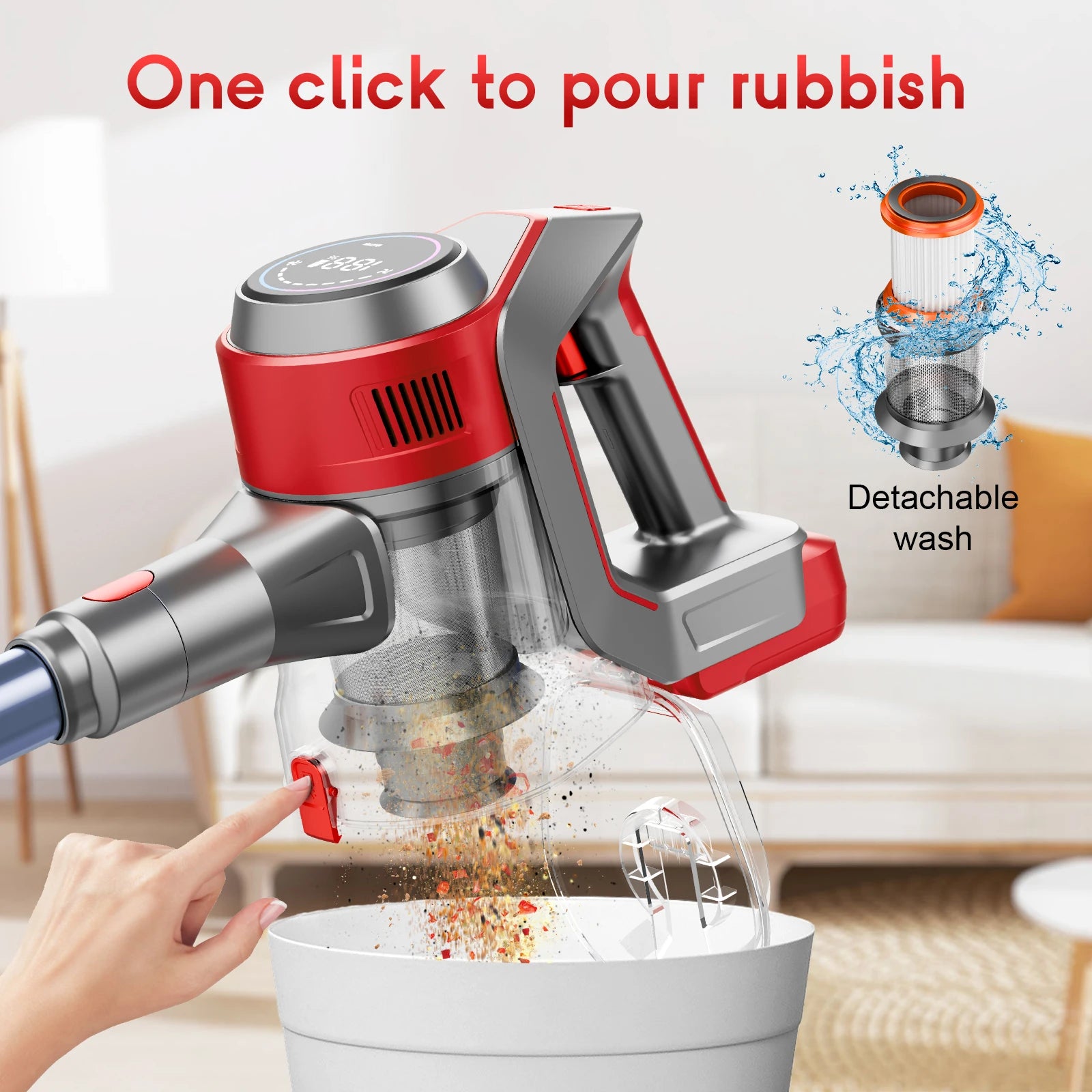 Aspirador de Pó Sem Fio Honki 78KPA, até 45 Minutos de Uso, Bateria 6×2200mAh, Aspirador Vertical Leve para Casa, Piso de Madeira, Carpetes e Pelos de Animais.