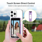 Monitor Magnético Touchscreen para Selfie e Vlog KingMa com Zoom, Gravação Sem Fio e Visualização da Câmera Traseira do Celular para iPhone, ideal para TikTok.