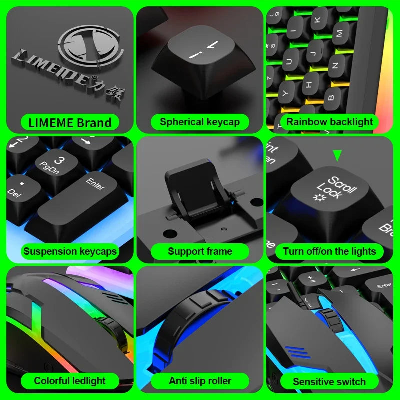 Kit Gamer NG GTX350 – Teclado e Mouse com Iluminação LED, Conexão USB com Fio para PC e Notebook (Preto)