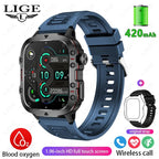 Relógio Inteligente Militar LIGE Masculino 2026 – Smartwatch com Chamadas via Bluetooth, Monitor Cardíaco, 3ATM à Prova d'Água e Monitoramento Fitness para Android e iOS