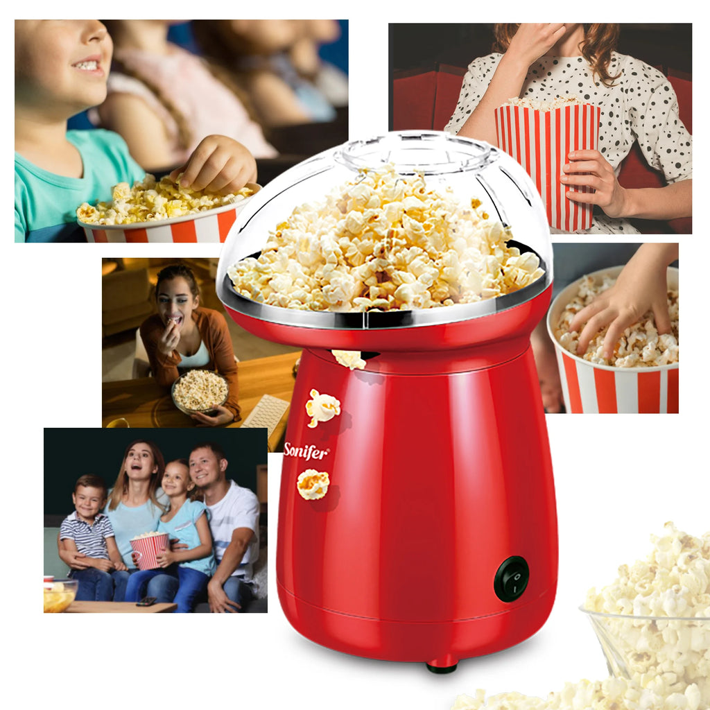 Pipoqueira Doméstica Sonifer – Máquina de Pipoca Saudável com Ar Quente, Sem Óleo, para Cozinha, Crianças, Pipoca Caseira DIY e Lanches para Filmes.