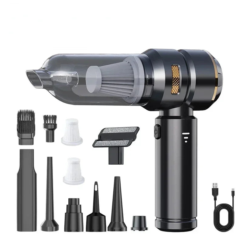 Aspirador de Pó Portátil para Carro de Alta Potência – Sem Fio, Motor Brushless e Função Soprador de Ar para Limpeza Automotiva e Residencial