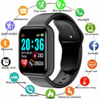 Y68 Relógio Inteligente para Homens e Mulheres com Monitoramento de Frequência Cardíaca, Oxigênio no Sangue, Pressão Arterial, Funções Múltiplas e Monitoramento do Sono, compatível com iOS e Android.**