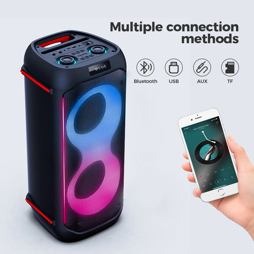 Caixa de Som Portátil com Luzes LED RGB, Alto-Falante Bluetooth Badio, Sucesso de Vendas 2024, com Efeitos de Iluminação LED para Celular e Festas ao Ar Livre.