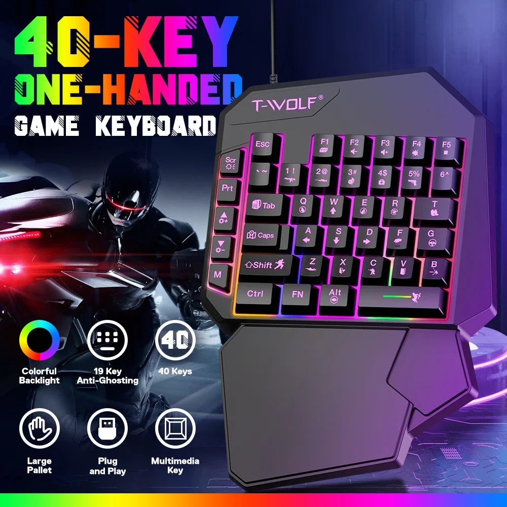 **Kit Gamer Mobile TF900 5 em 1 com Teclado para Uma Mão, Mouse e Conversor para Jogos Mobile.** 🎮⌨️🖱️📱✨