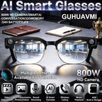 Novos Óculos Inteligentes Empresariais em Alta para Homens com Câmera HD 4K de 800W, Gravação em 1080P, Captura de Ação, IA para Chat e Chamadas, Óculos de Sol à Prova d'Água e à Prova de Vento.